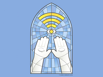 Modern Oracle (Sunday Service) all seeing eye art blind catholic christian glass hands illustration illustrator internet modern oracle oracle praise service stained glass sunday service wifi worship