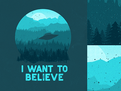 I still want to believe 90s alien conspiracy monochromatic mulder nerdy paranormal poster design round scully text texture tv show typography ufo x files