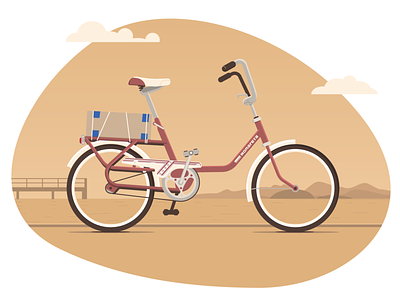 The Best of Times bicycle bike dribbbleweeklywarmup family good memories homesick hometown illustration landscape mountains remembrance sunset
