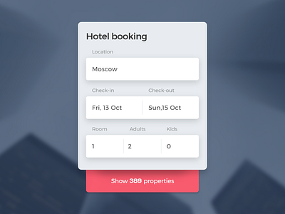 Hotel booking concept design pop up ui