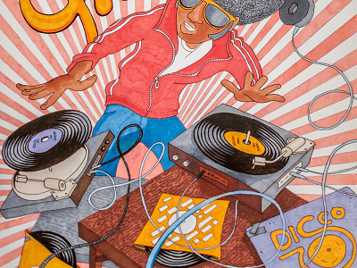 A Tribute to The Get Down on Netflix 70s binge watching disco illustration marker netflix records sketch spinning the get down vintage