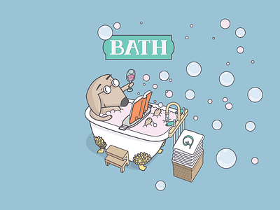 Dachshund Bath bath dachshund digital dog illustration vector