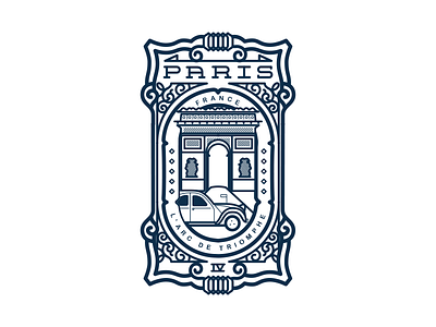 PARIS L'Arc De Triomphe badge crest france ornament paris simple vector