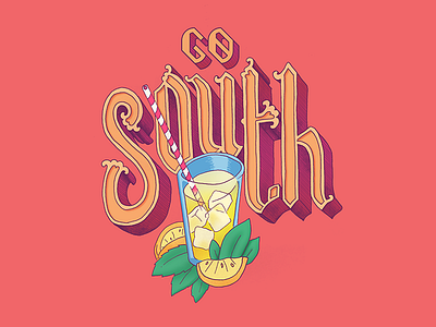 Go South ⇊ lettering sketch south typography