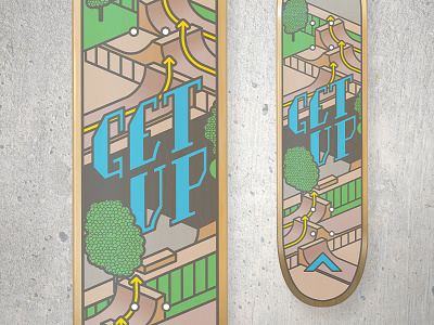 GET UP Skateboard Design concrete get up skateboard thick lines vector