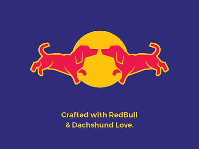 Crafted With RedBull & Dachshund Love dachshund design logo parody redbull