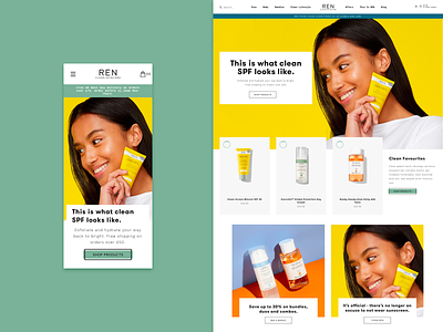 Ren Skincare ecommerce homepage mobile shopify skincare