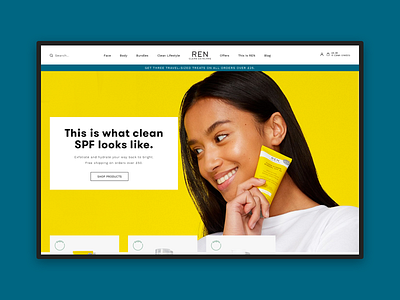 Landing Page - Ren Skincare ecommerce homepage landing shopify web design