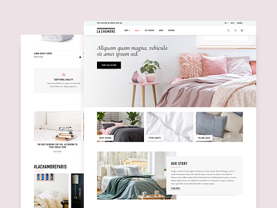 La Chambre - Mockup clean ecommerce homepage landing shopify ui web web design