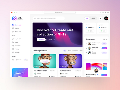 NFT Dashboard UI concept for marketplace