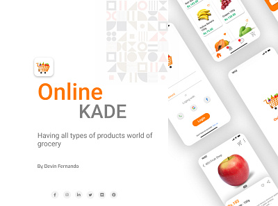 Grocery App UI adobe app buy online delivery figma food grocery groceryapp onlinekade onlineshopping orange orange colour orange theme shop online shopping ui uiux