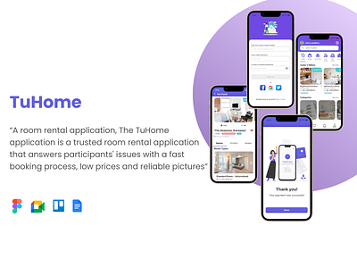 TuHome - A rental room application app design research typography ui ux