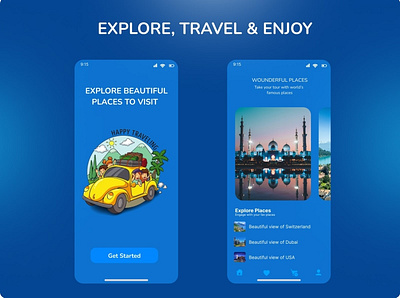 Explore Places (Mobile App UI) 3d animation app branding design graphic design illustration logo motion graphics ui vector