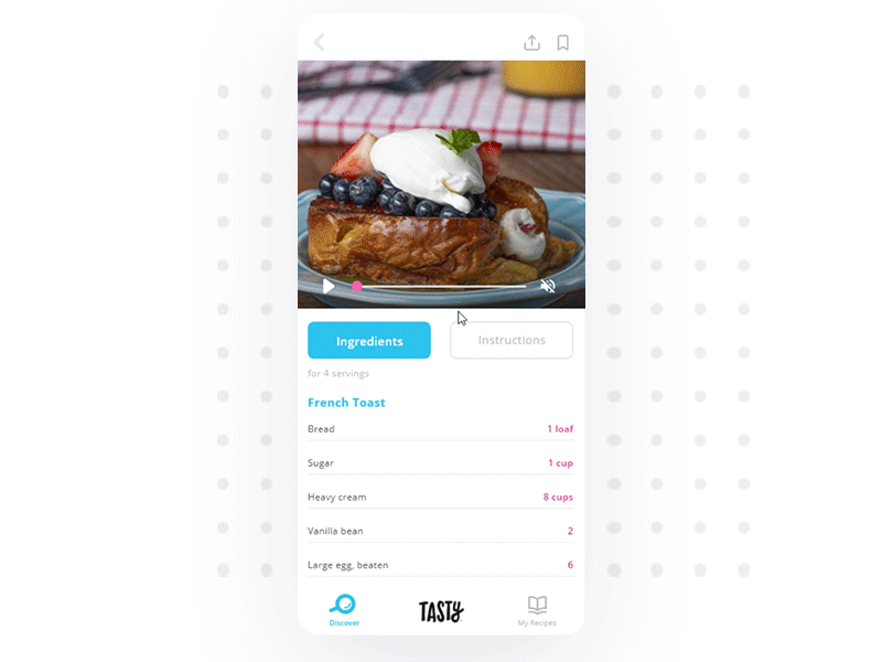 ingredients and instructions food app mobile uidesign ux design
