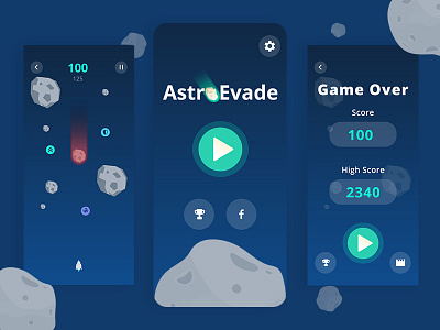 AstroEvade New UI appdesign game game design mobile space uidesign