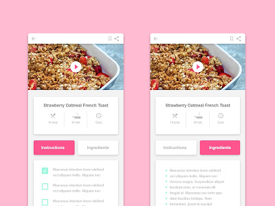 Instructions+Ingredients appdesign cooking app design mobile ui ux