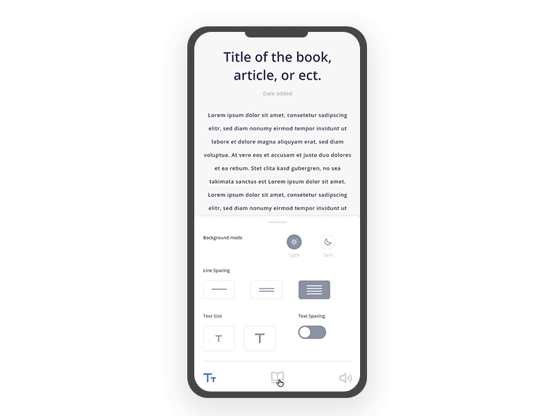 Text To Speech Grammar accessibility appdesign audio grammar mobile reading reading app texttospeech uidesign
