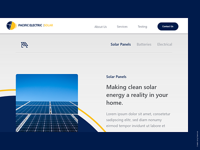 Pasific Electric Solar Website concept design solar panel ui uidesign website