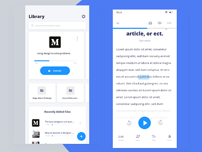 Speechify library and read layout appdesign mobile texttospeech uidesign