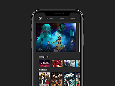 DC app_home batman dc mobile mobile app mobile design nerd streaming