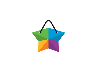 STAR SHOPPING BAG SHAPE LOGO DESIGN