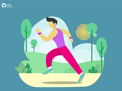 Run flat design illustration