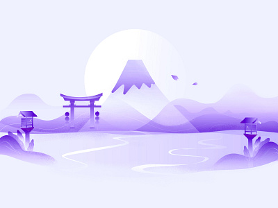 Mt. Fuji Japan fuji illustration japan mt. purple sakura