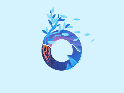 O think3 design illustration leave moutain sea tree ui