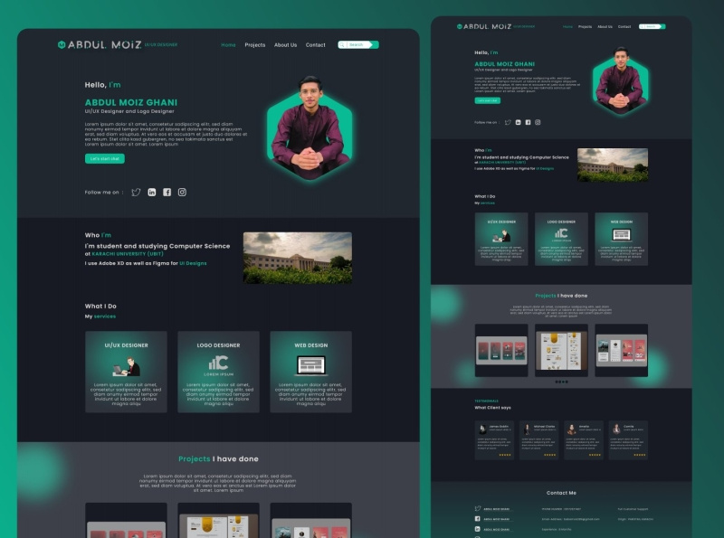PORTFOLIO DESIGN | WEB DESIGN by ABDUL MOIZ GHANI on Dribbble