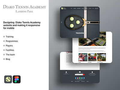 Diako Tennis Academy (Landing page) academy branding design graphic design landing page tennis typography ui ux website