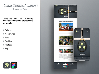 Diako Tennis Academy (Landing page) academy branding design graphic design landing page logo tennis typography ui ux website