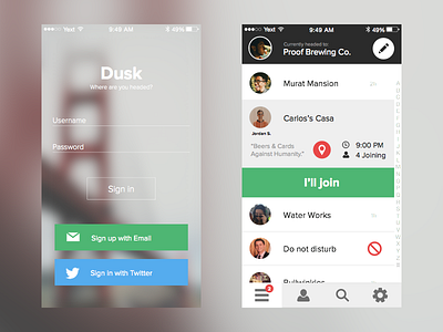 Dusk dusk flat ios mobile ui