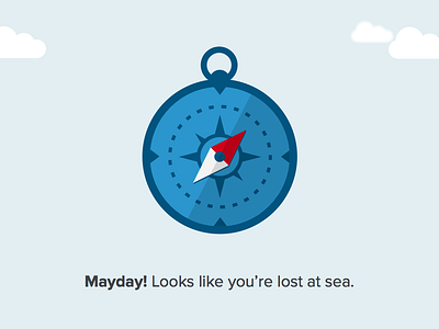 Lost At Sea 404 compass error flat illustration ocean