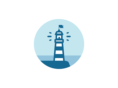 Lighthouse Tips badge flat icon illustration lighthouse ocean