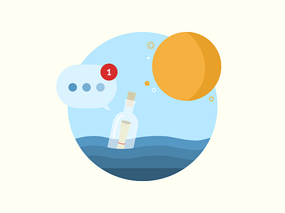 Message in a Bottle bottle flat illustration message nautical notification ocean sun water