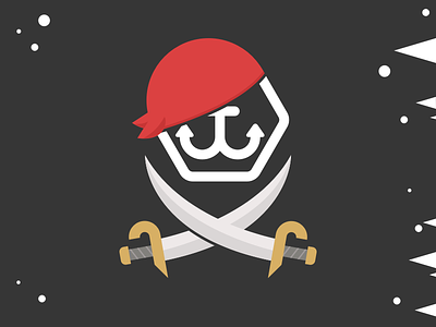 Pirate Flag boat crossbones flag flat illustration pirate ship swords