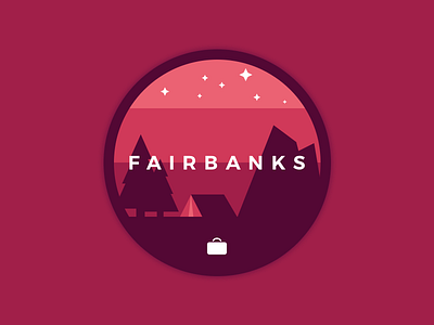 Fairbanks alaska button camping fairbanks flat illustration moutains stars tent travelbank trees