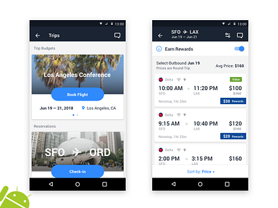 Android Flights airplane android business cards expenses flights travel travelbank trips