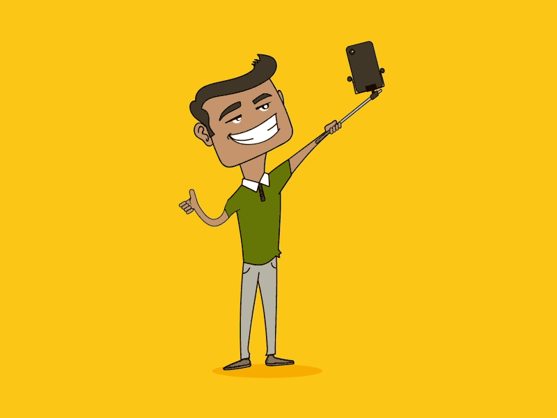 Selfie 2d after effects animation character cool debut flat gif illustration selfie srinivas taking selfie