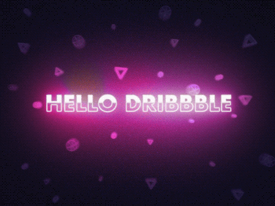 HELLO DRIBBBLE after effect animation debut design motion neon