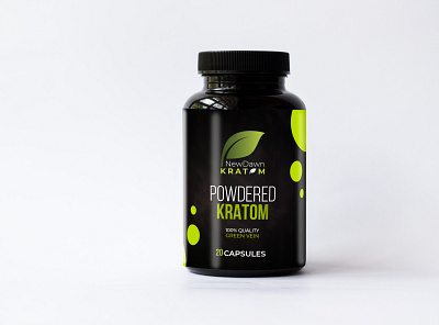 Powdered Kratom Supplement Bottle Label branding design graphic design illustration typography