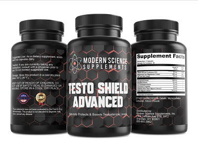 Testo Shield Advanced Supplement Bottle Label branding design graphic design illustration typography vector