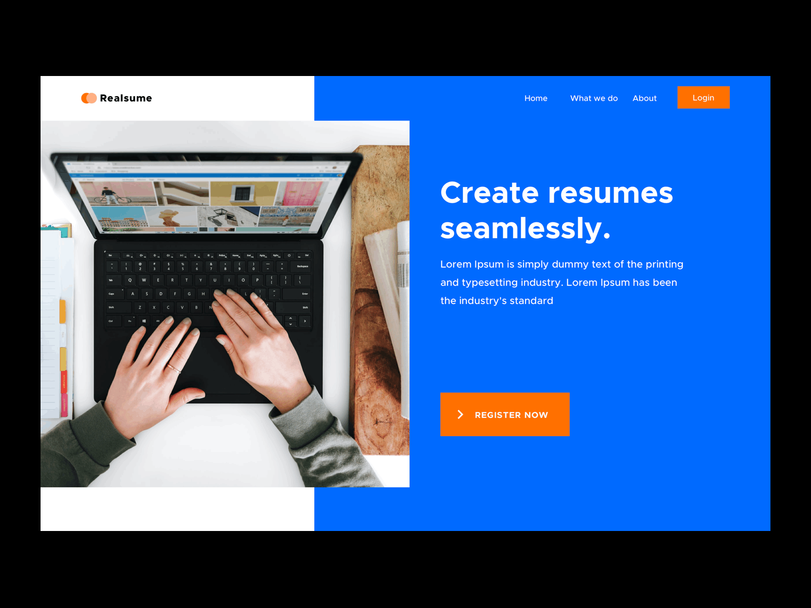 Realsume Onboarding accessibility account blue clean flow hci interaction landing login minimal onboarding process resume builder sign up signup stepper uidesign ux webapp websites