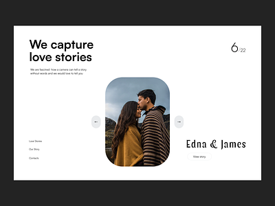 Love Stories - Landing clean clean design home screen landing design landing page love neat photography portfolio studio studio website typo typography ueno ui ui ux design uiux visual design web design white