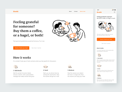 Grati5.com-Personalized Gift Card Platform 🧡 ☕ 🥯 bagel best boss best friend christmas gift clean ui coffe corporate gifting fathers day gift card platform gift cards gifting illustration gifting platform gratitude i llustration landing page mothers day personalized giuft cards thanks thanks giving web app uiux