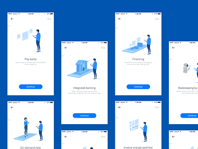 Payment App Onboarding Illustration banking blue book keeping cashflow credit debit easy pay financing illustrations integrated banking invoice on demand assistance onboading payment payment app receipts sanal sketch