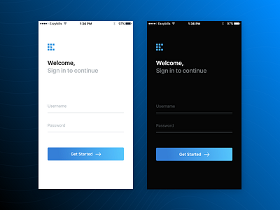 Login Screens- Dark & Light theme versions. by Sanal C.K on Dribbble