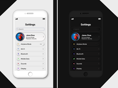 Mobile Settings Design Daily UI 007