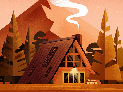 cabin in the woods flat flat illustration illustration ui