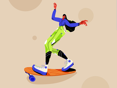 skate girl flat illustration illustration sport